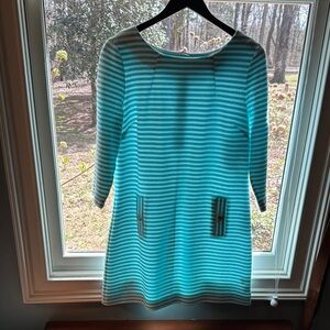 Striped Teal and White Dress